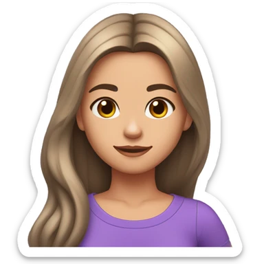 Una chica vestida de morado dice Olivia Rodrigo en su camisa cabello negro y una corona  sticker