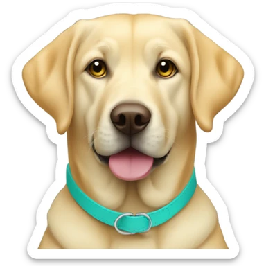 Yellow lab with turquoise collar sticker