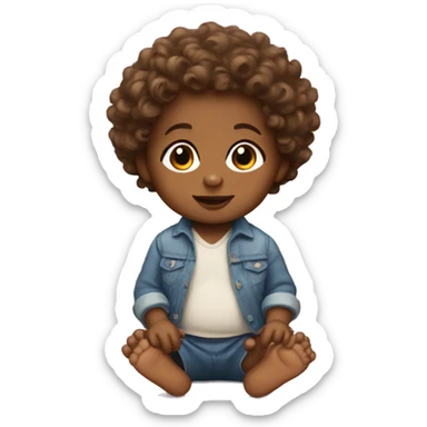 Brown-skinned baby with curly hair sticker