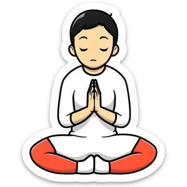 person on their knees begging with hands clasped together and pleading expression sticker