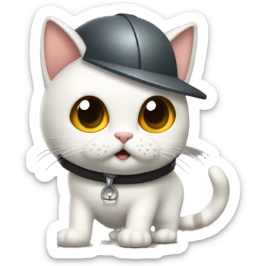 Gato con casco andando en monociclo en la cuerda floja sticker