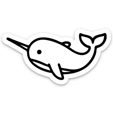 narwhal icon, geometric, minimal, bold lines, modern sticker