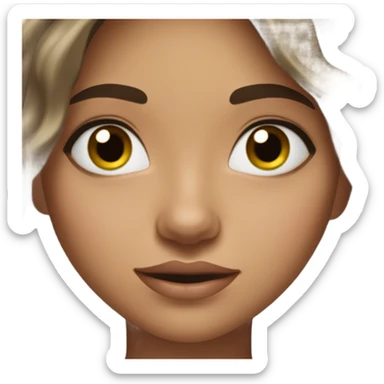 Brunette, long wavy hair, girl emotions black eyes and mascara  sticker