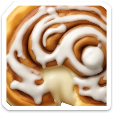 Cinnamon bun with white drizzle sticker