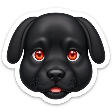 big red eyed black dog sticker