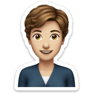 professional short brown haired woman smiling blue eyes sticker