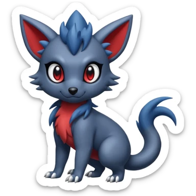 Cute cool handsome baby Poochyena-Zorua-Absol-Salandit-fusion (full body) sticker