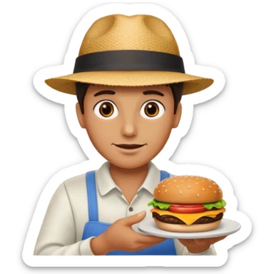 ordering a hamburguer on a restaurant sticker