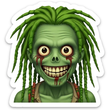 Make a image of a zombie with dreads make it like a emoticon not as scary sticker