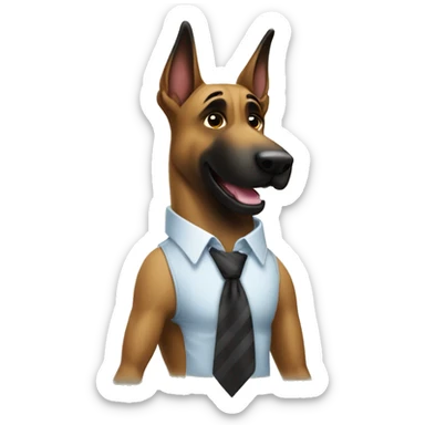malinois qui danse avec une chemise et cravate  sticker