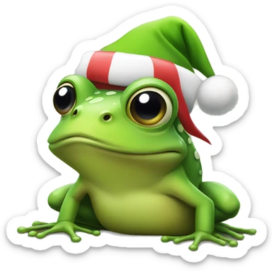 Frog wearing a Santa hat sticker