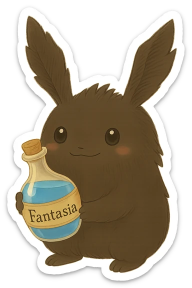 Change the liquid in the bottle to a vibrant blue color, maintaining the ghibli style and transparency. sticker