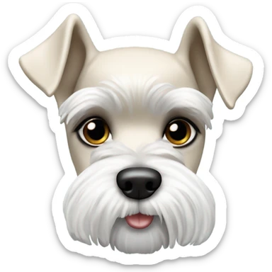 Cream colored miniature schnauzer sniffing powdered sugar sticker