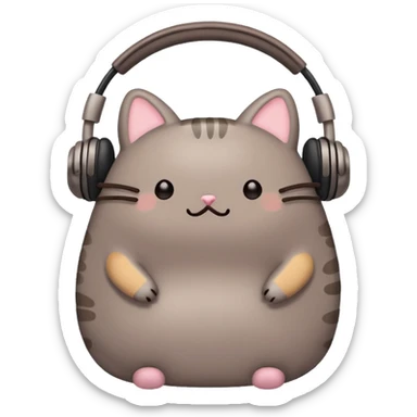 Pusheen with earphones  sticker
