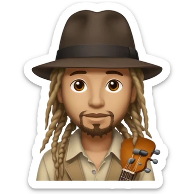 Musician with dreadlocks and fedora sticker