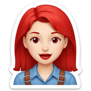 girl with red buckles, winking sticker