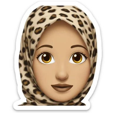 Pretty hijabi in leopard print hijab  sticker