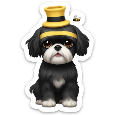 Black Shih tzu wearing bee costume  sticker