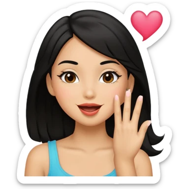 Girl with black hair blowing kiss sticker