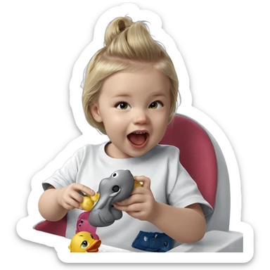 blonde girl with rubber duck sticker