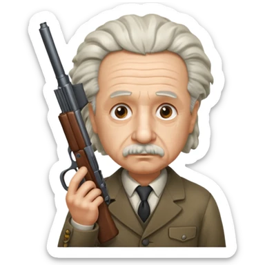 Albert Einstein holding a gun sticker