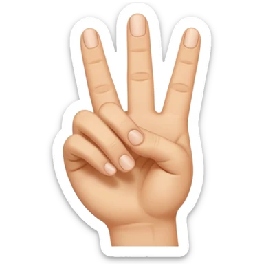 hand holding thumb and middle finger down making a N sticker
