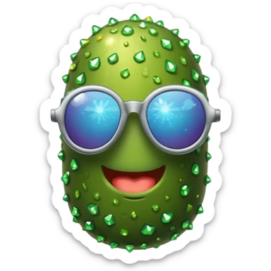 Pickle wearing sunglasses with sparkles  sticker