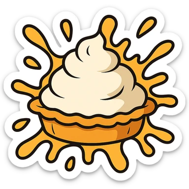 flat toon style cream pie splat, bold colors, simple shapes sticker