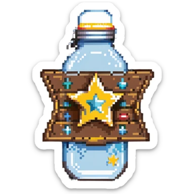 sheriff badge with star and baby feeding bottle in center sticker