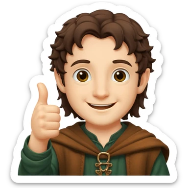 Frodo from lord of the ring doing a thumb up sticker