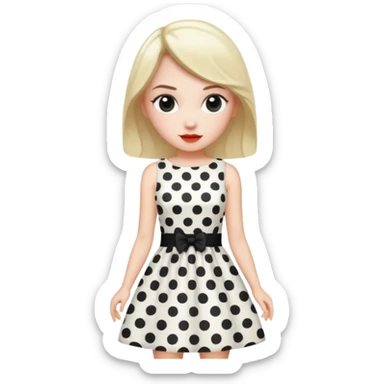 White dress with black polka dots mini sticker