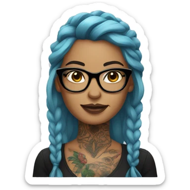 Tattooed woman with glasses sticker