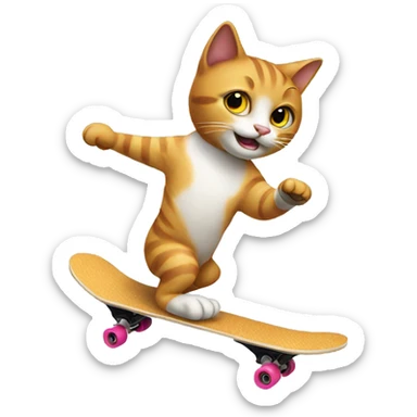 cat doing a kickflip sticker