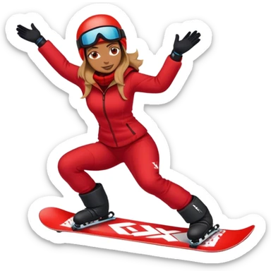Female snowboarder in red sticker