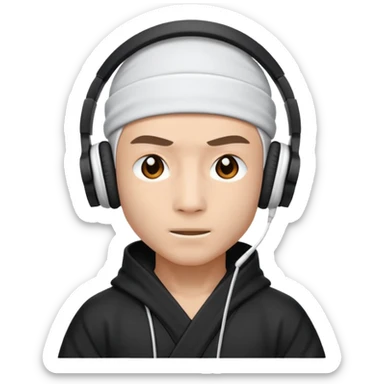 ninja with white headphone sticker