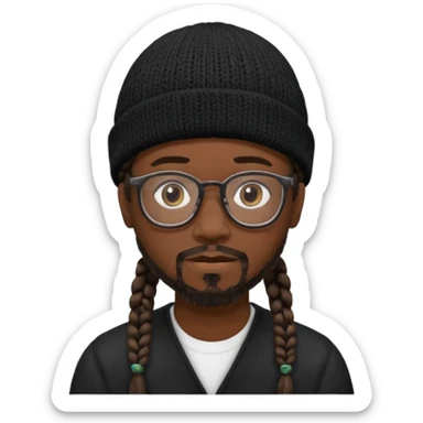 man with braids glasses beanie and goatee sticker