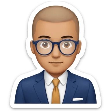 Buzz cut Latino with glasses and dark blue suit  sticker