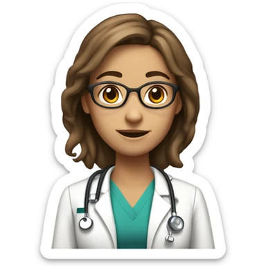 a full body medical student talking 20 years old girl student tan skin, brown hair sticker