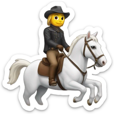 A cat rides ahorse sticker