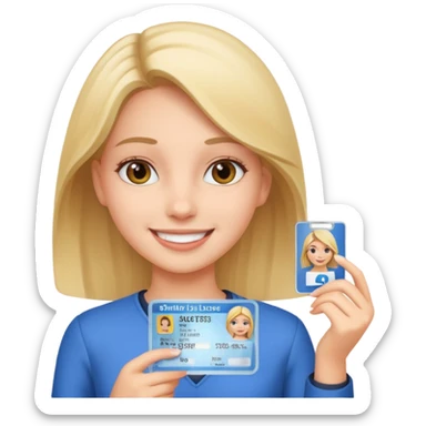 girl holding a drivers license sticker
