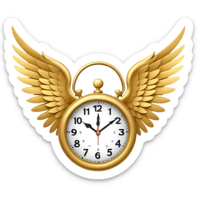 A CLOCK WIHT WINGS MID FLIGHT sticker