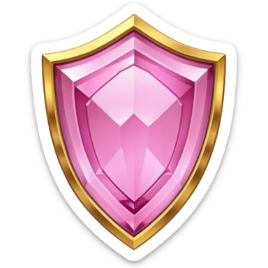 Pink crystal shield golden border sticker