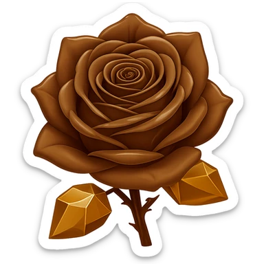 Make the rose made of ice brown in the style of emoji, keeping the emoji style look, with no background. sticker