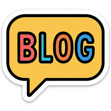 speech bubble with the word 'blog' in bright colors, clear and cheerful icon style sticker
