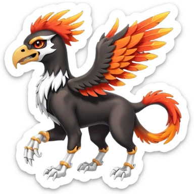 Volcanic Blazing Fiery Evil Skeletal Beaky Feathery Hot Cool Houndoom-Gryphon-fusion (full body) sticker