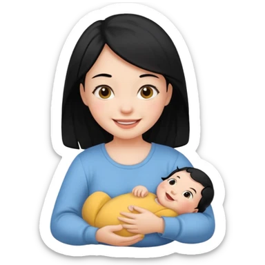 girl black hair baby sticker