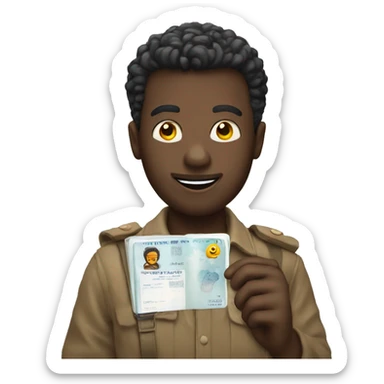 Emoji with passport in a hand sticker