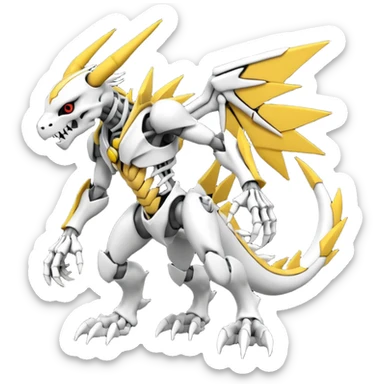 Digitigrade Cool Badass Skeletal Wargreymon-Renamon-Guilmon-Pokémon-Digimon-Fakémon-fusion-hybrid-creature sticker