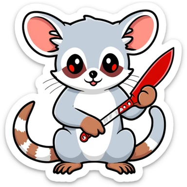 Mouse lemur with a bloody knife sticker