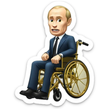 furious vladimir putin monke rides gold wheelchair sticker